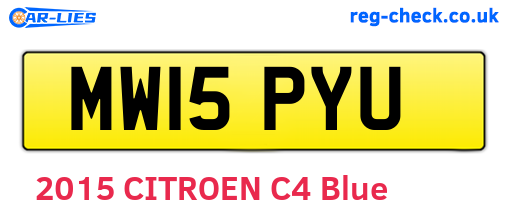 MW15PYU are the vehicle registration plates.