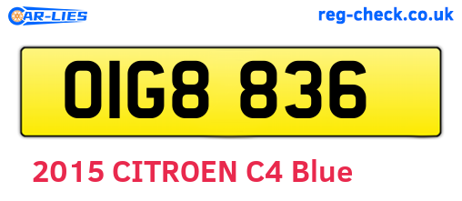 OIG8836 are the vehicle registration plates.