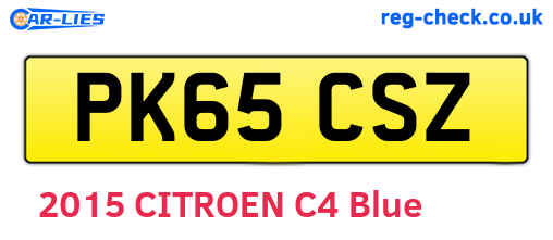 PK65CSZ are the vehicle registration plates.