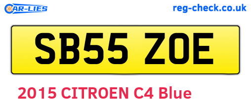 SB55ZOE are the vehicle registration plates.