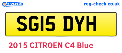 SG15DYH are the vehicle registration plates.