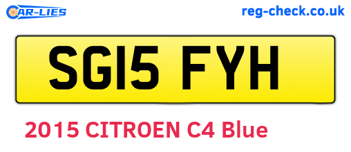 SG15FYH are the vehicle registration plates.