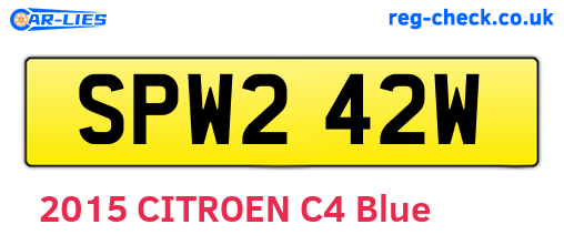 SPW242W are the vehicle registration plates.