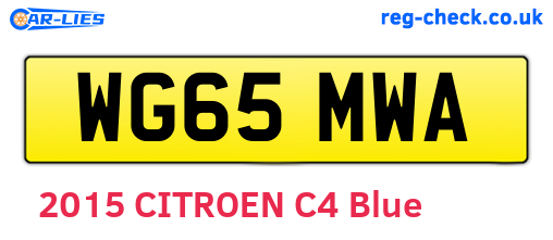 WG65MWA are the vehicle registration plates.