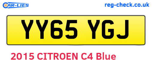 YY65YGJ are the vehicle registration plates.