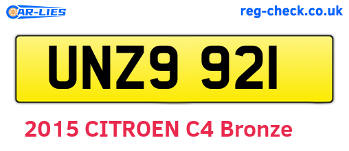 UNZ9921 are the vehicle registration plates.
