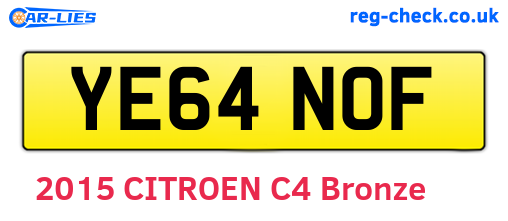 YE64NOF are the vehicle registration plates.