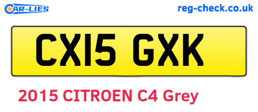 CX15GXK are the vehicle registration plates.