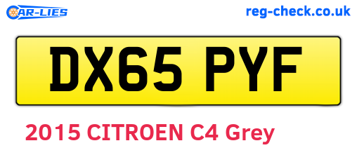 DX65PYF are the vehicle registration plates.