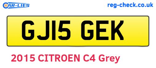 GJ15GEK are the vehicle registration plates.