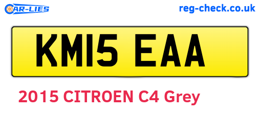 KM15EAA are the vehicle registration plates.