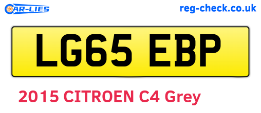 LG65EBP are the vehicle registration plates.