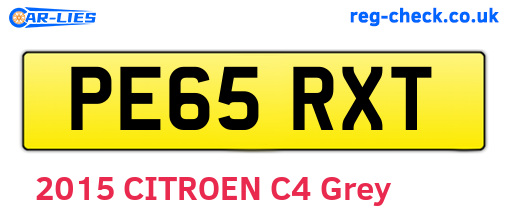 PE65RXT are the vehicle registration plates.