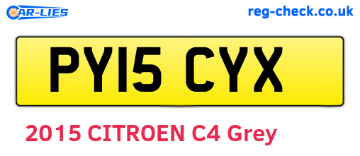 PY15CYX are the vehicle registration plates.