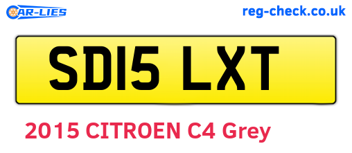 SD15LXT are the vehicle registration plates.