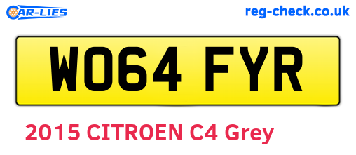 WO64FYR are the vehicle registration plates.