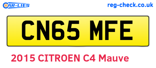 CN65MFE are the vehicle registration plates.
