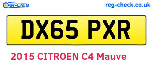 DX65PXR are the vehicle registration plates.