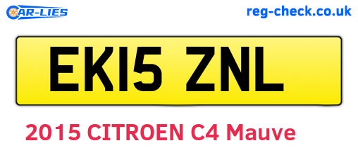 EK15ZNL are the vehicle registration plates.