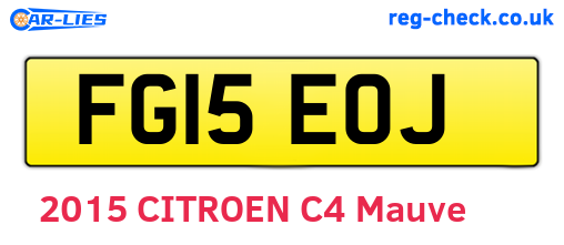 FG15EOJ are the vehicle registration plates.