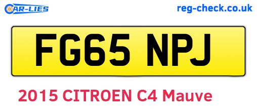 FG65NPJ are the vehicle registration plates.