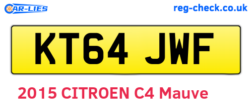 KT64JWF are the vehicle registration plates.