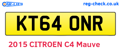 KT64ONR are the vehicle registration plates.