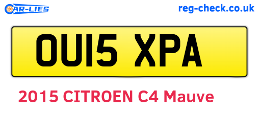 OU15XPA are the vehicle registration plates.