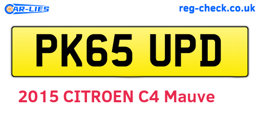 PK65UPD are the vehicle registration plates.