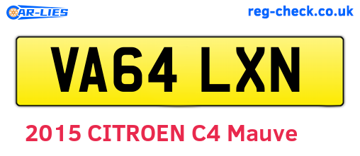 VA64LXN are the vehicle registration plates.