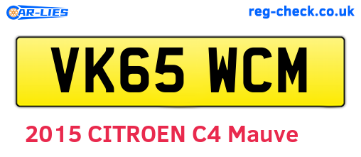 VK65WCM are the vehicle registration plates.