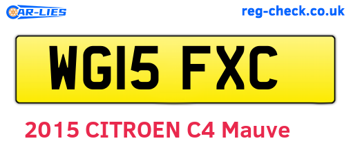 WG15FXC are the vehicle registration plates.