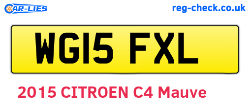 WG15FXL are the vehicle registration plates.