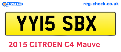 YY15SBX are the vehicle registration plates.