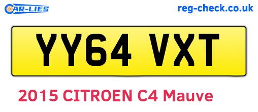 YY64VXT are the vehicle registration plates.