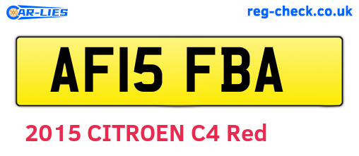AF15FBA are the vehicle registration plates.
