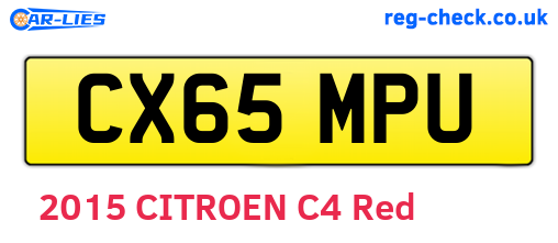 CX65MPU are the vehicle registration plates.