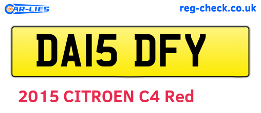 DA15DFY are the vehicle registration plates.