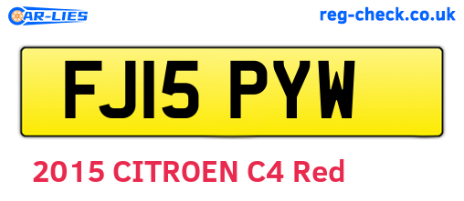 FJ15PYW are the vehicle registration plates.
