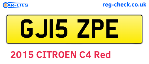GJ15ZPE are the vehicle registration plates.