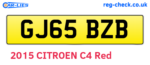 GJ65BZB are the vehicle registration plates.
