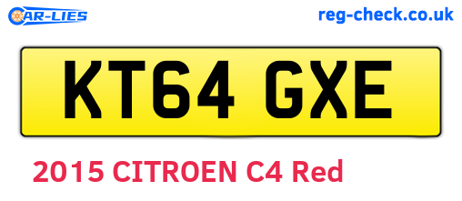 KT64GXE are the vehicle registration plates.