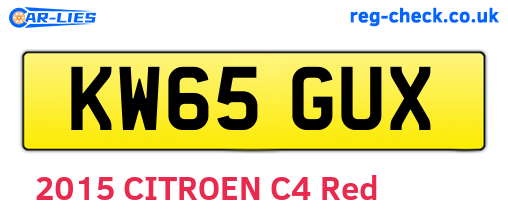 KW65GUX are the vehicle registration plates.