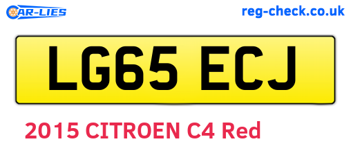 LG65ECJ are the vehicle registration plates.