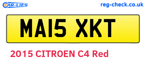 MA15XKT are the vehicle registration plates.