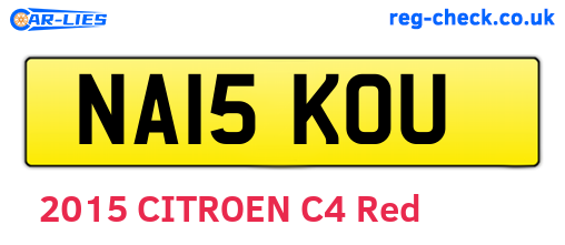 NA15KOU are the vehicle registration plates.
