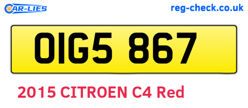 OIG5867 are the vehicle registration plates.