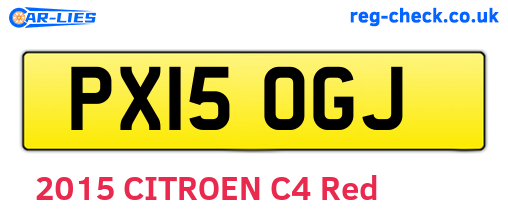 PX15OGJ are the vehicle registration plates.