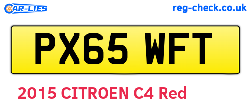 PX65WFT are the vehicle registration plates.