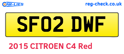SF02DWF are the vehicle registration plates.